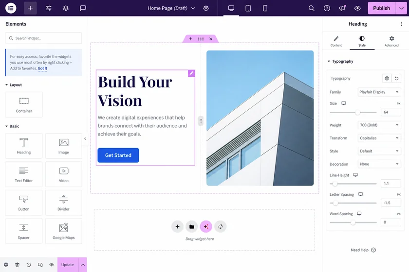 perbandingan tema WordPress siap pakai versus canvas kosong Elementor page builder
